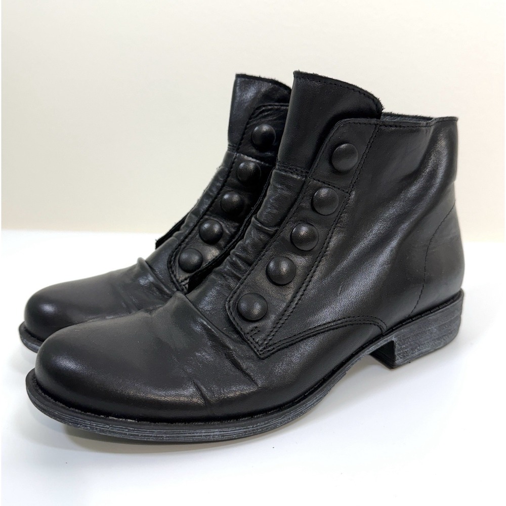 Miz Mooz 8 Louise Black Leather Ankle Boot Cottage Steampunk Boho Victorian EUC